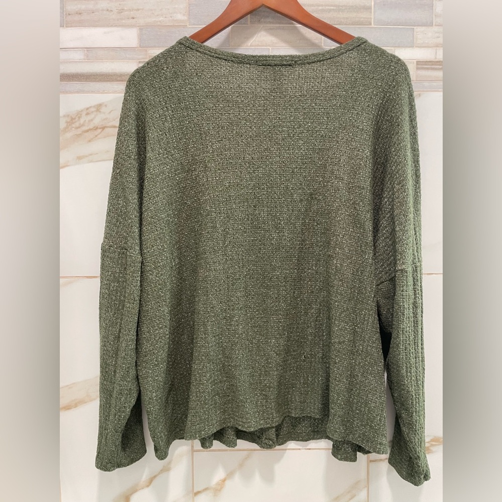 Forever 21 Olive Button-Up oversized waffle knit Cardigan - Picture 8 of 8